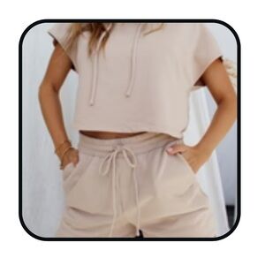 12th Tribe Upfront Drawstring Beige Shorts